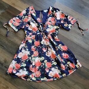 Emerald Sundae Blue + Peachy Floral Dress